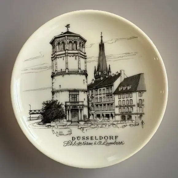 Vintage Uhlenhorst Düsseldorf Germany Landmark Plate Set of 6 Souvenir Coasters - Picture 8 of 9